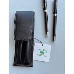Cutter & Buck 2 pen set in leather case, NWT